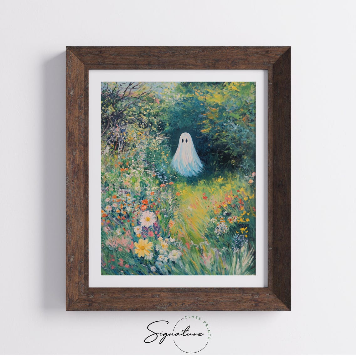 Friendly Ghost in a Lush Secret Garden of Wildflowers Art Poster - Image 4