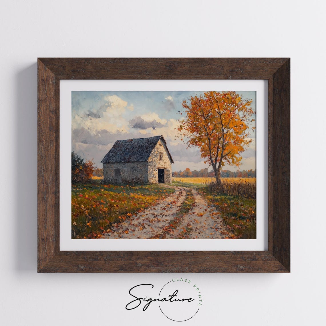 Rustic Stone Barn Autumn Fields Cozy Fall Cottagecore Landscape Poster - Image 5