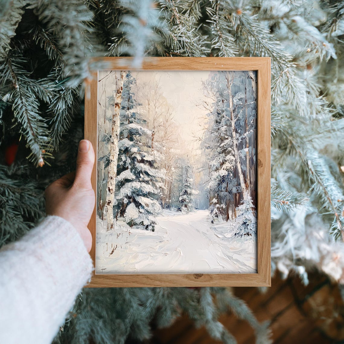 Cedar Forest With Overlapping Snowy Branches Winter Art Poster - Image 6