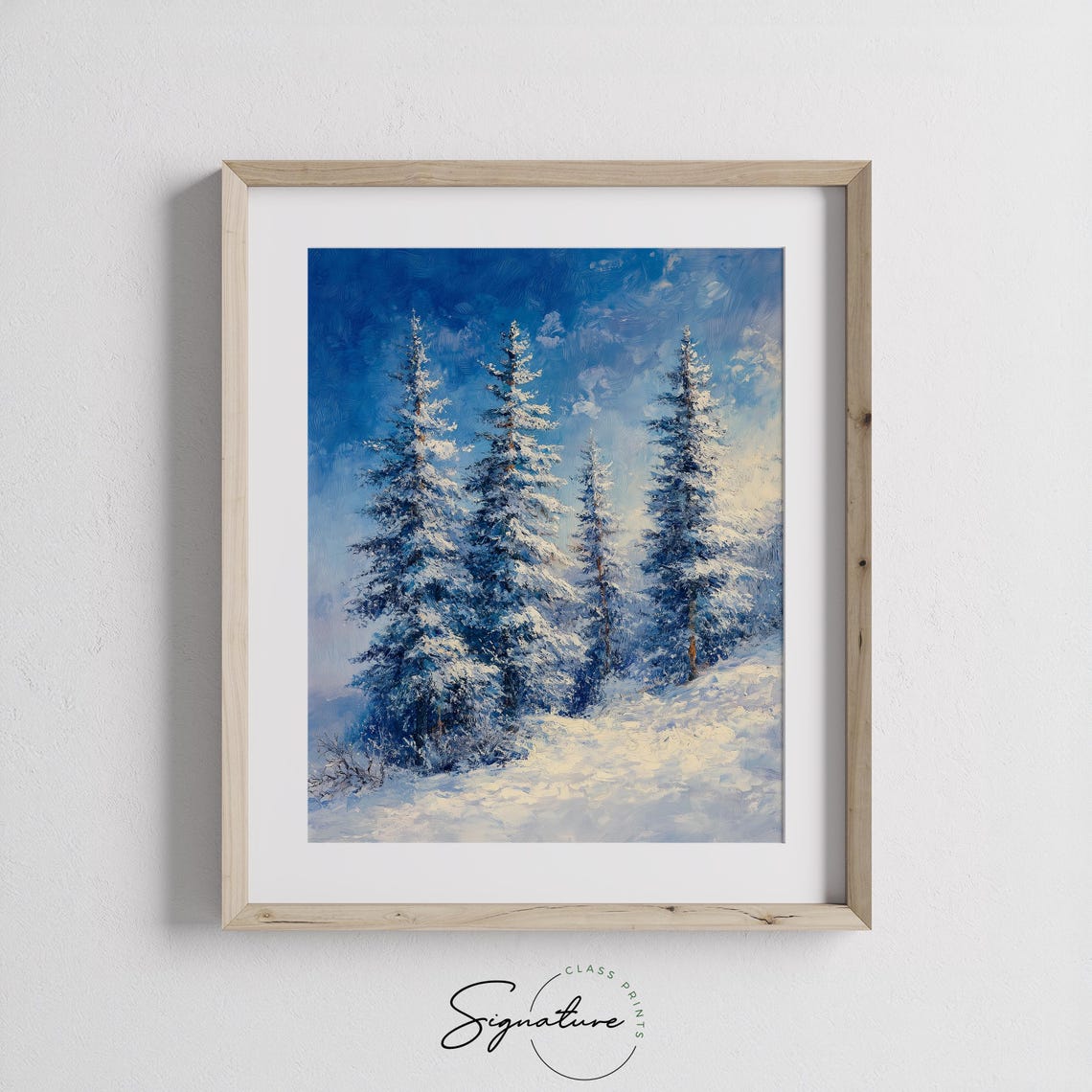 Snow Covered Spruce Trees Under Bright Blue Winter Sky Poster - Image 2