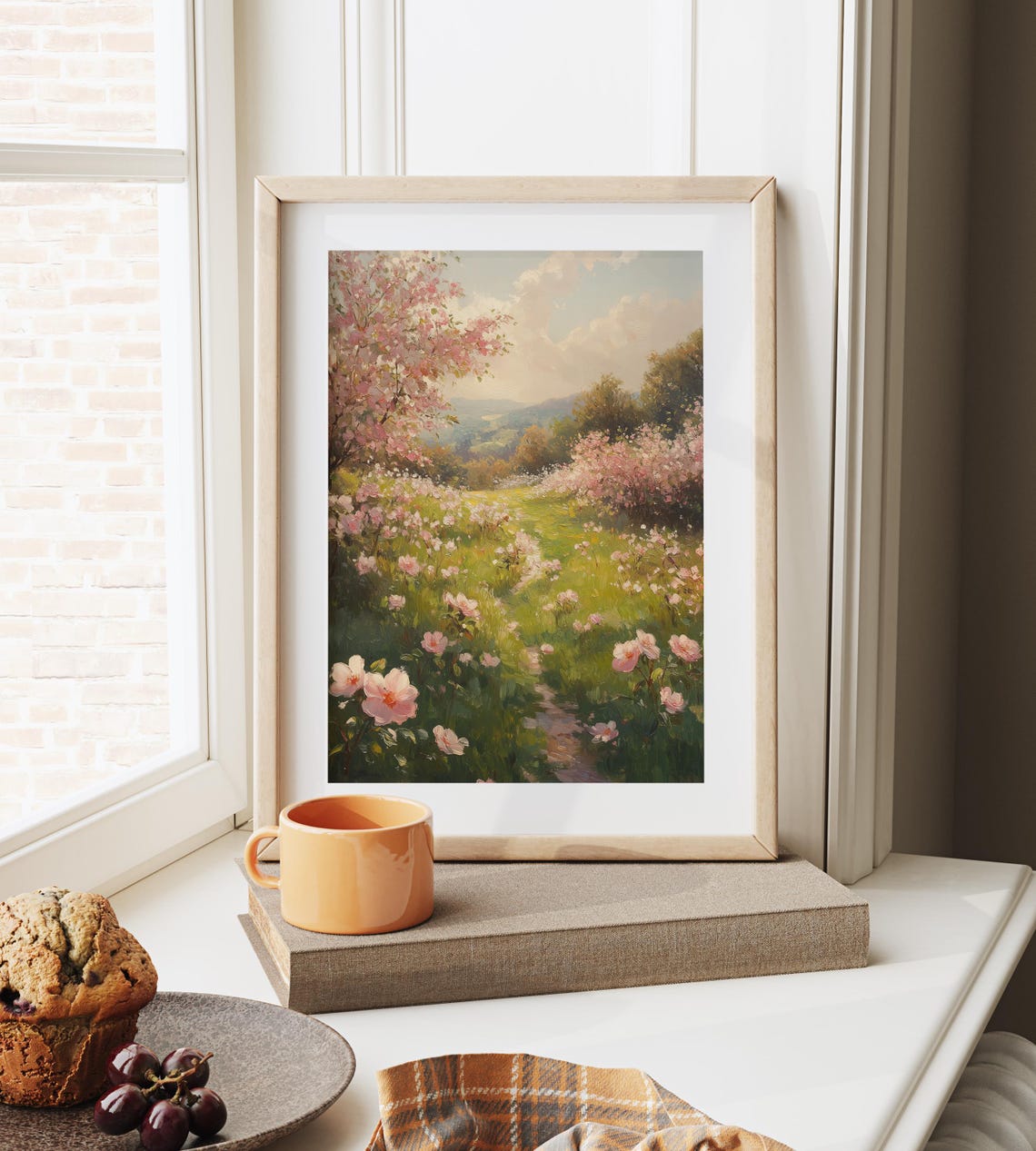 Blooming Meadow With Pink Blossoms And Rolling Hills Spring Art Poster - Image 6