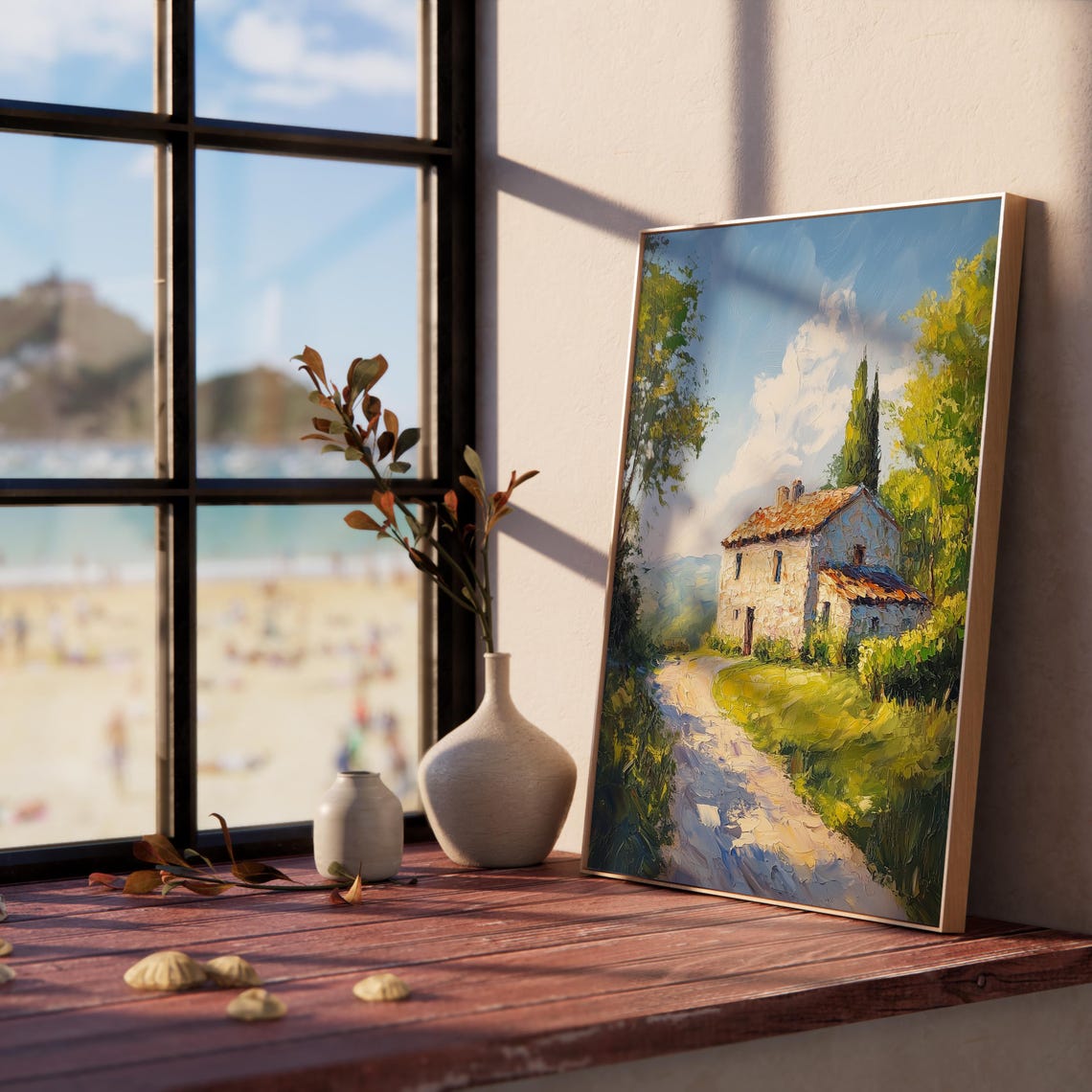 Sunlit Stone Cottage on Winding Country Road Cypress Hills Poster - Image 3
