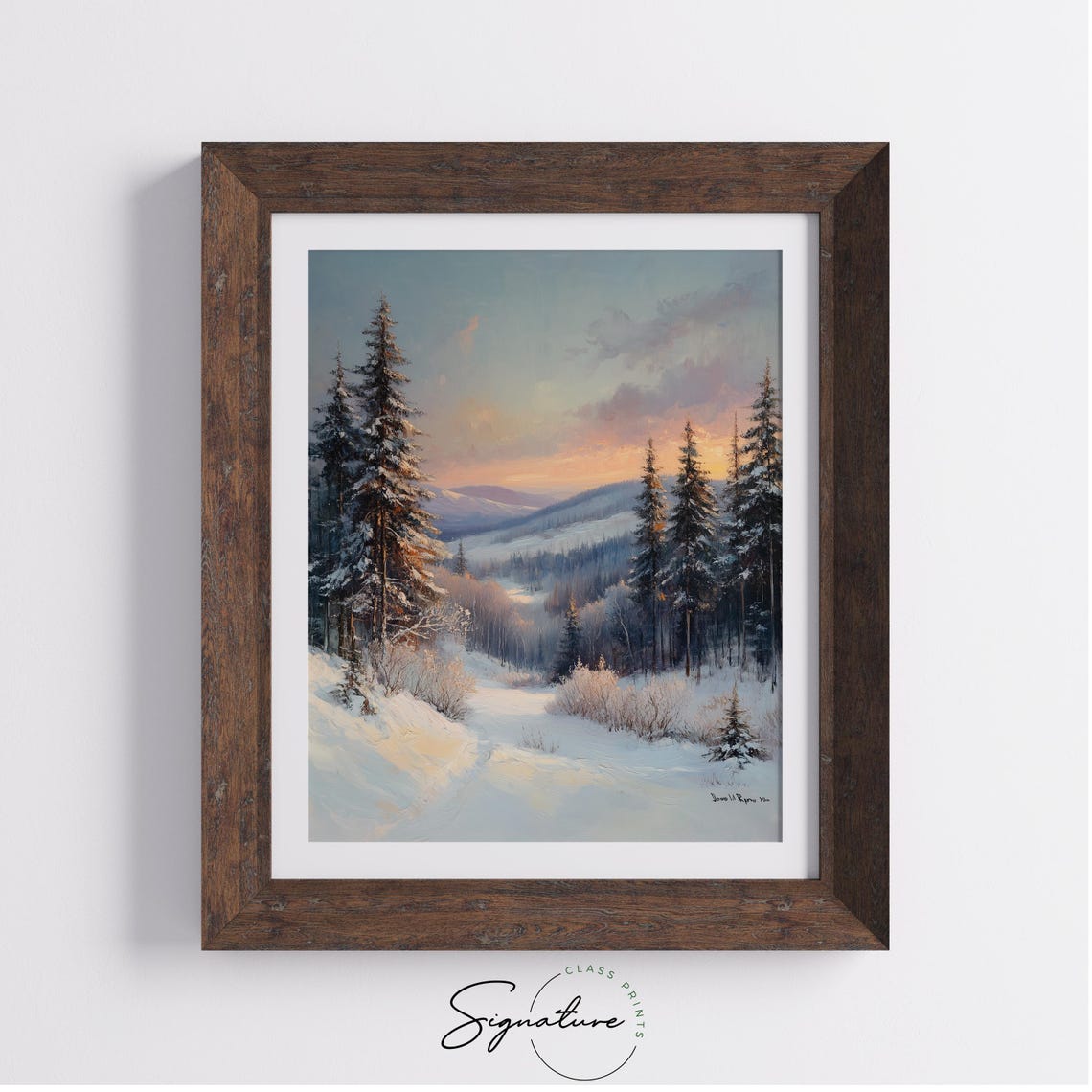 Serene Twilight Pine Forest Clearing Winter Dusk Landscape Poster - Image 2