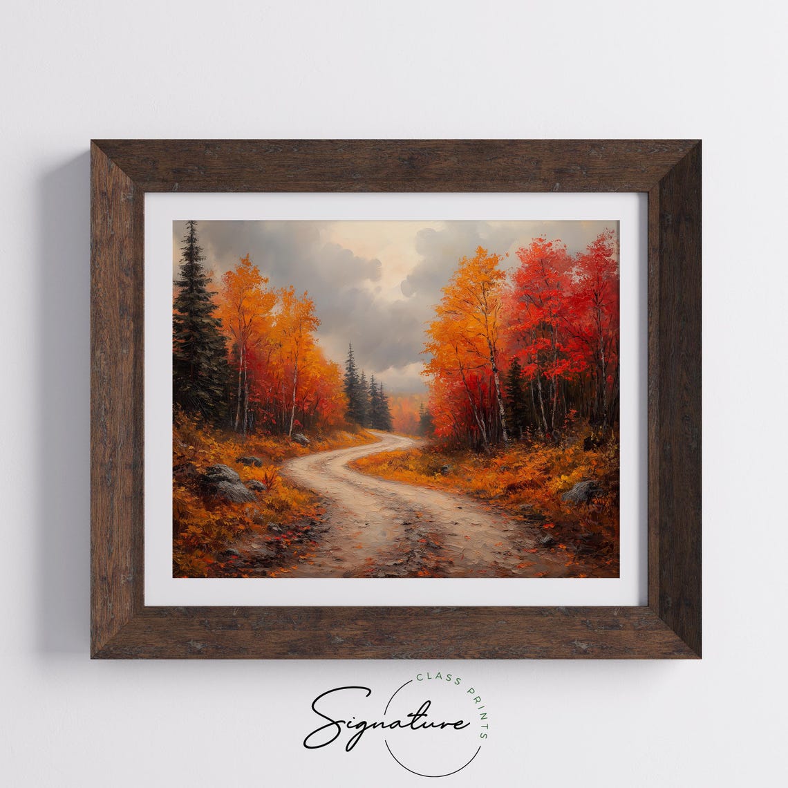 Winding Dirt Road Autumn Forest Fall Foliage Landscape Wall Art - Image 5