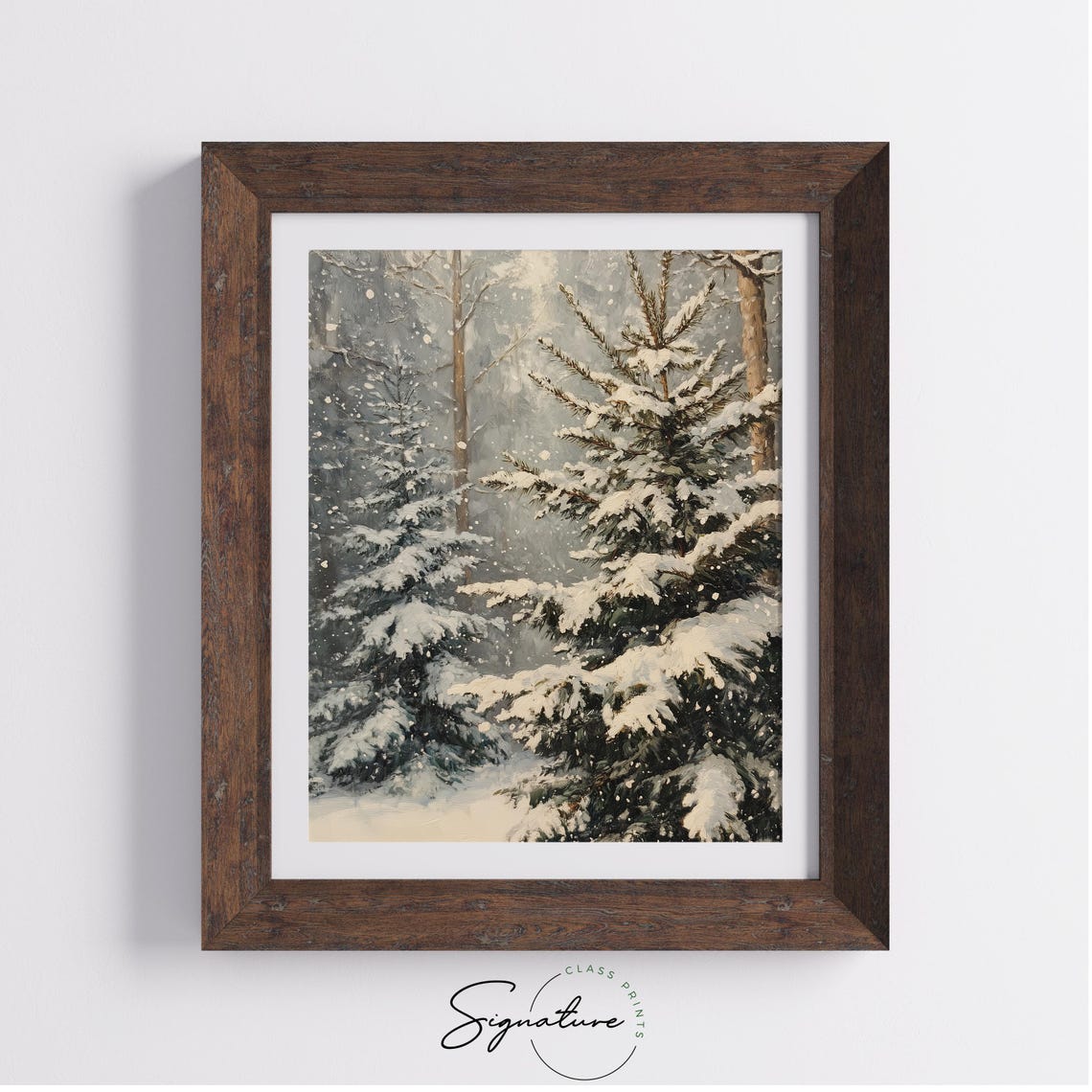 Dense Forest Of Spruce And Pine With Falling Snow Art Poster - Image 3