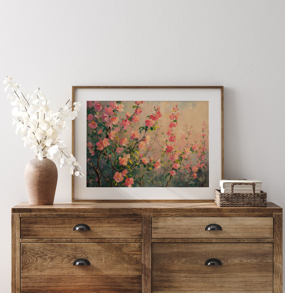 Blossoming Peach Trees In Sunrise Glow Spring Orchard Poster - Image 3