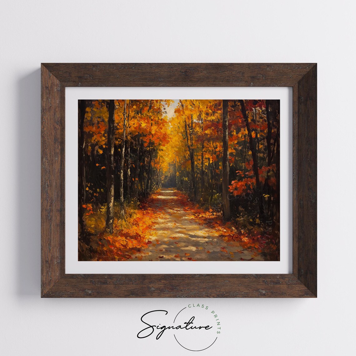 Leaf-Strewn Autumn Path Through Forest, Vintage Art Print - Image 5