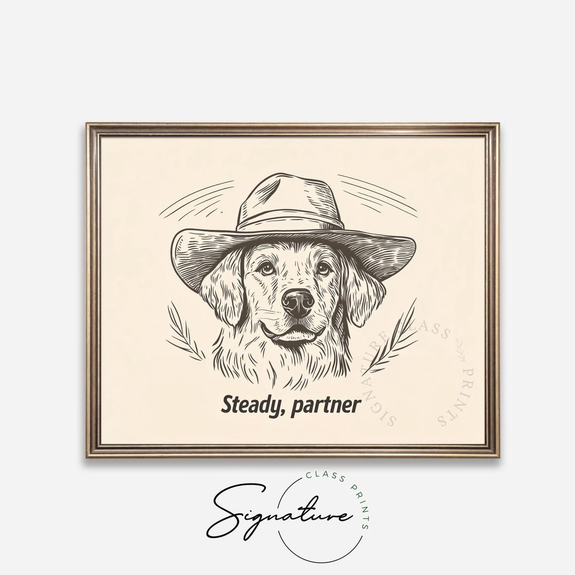 Steady Partner Quote Dog In Cowboy Hat Rustic Line Art Western Poster - Image 4