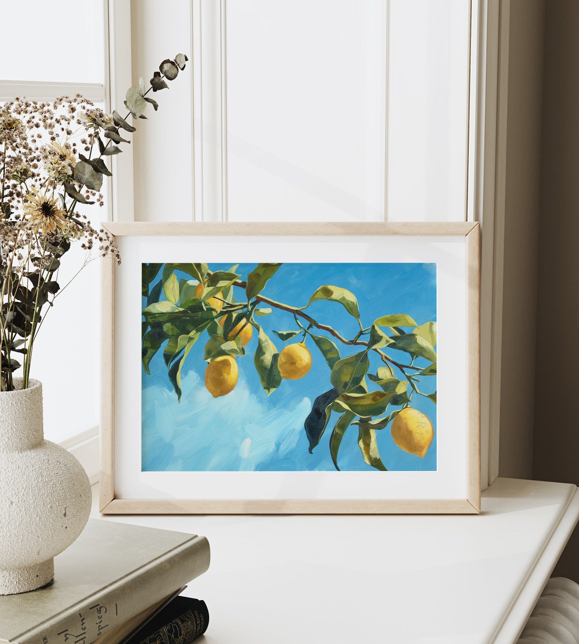 Lemon Tree Branch Ripe Lemons Against Bright Blue Sky Poster - Image 6