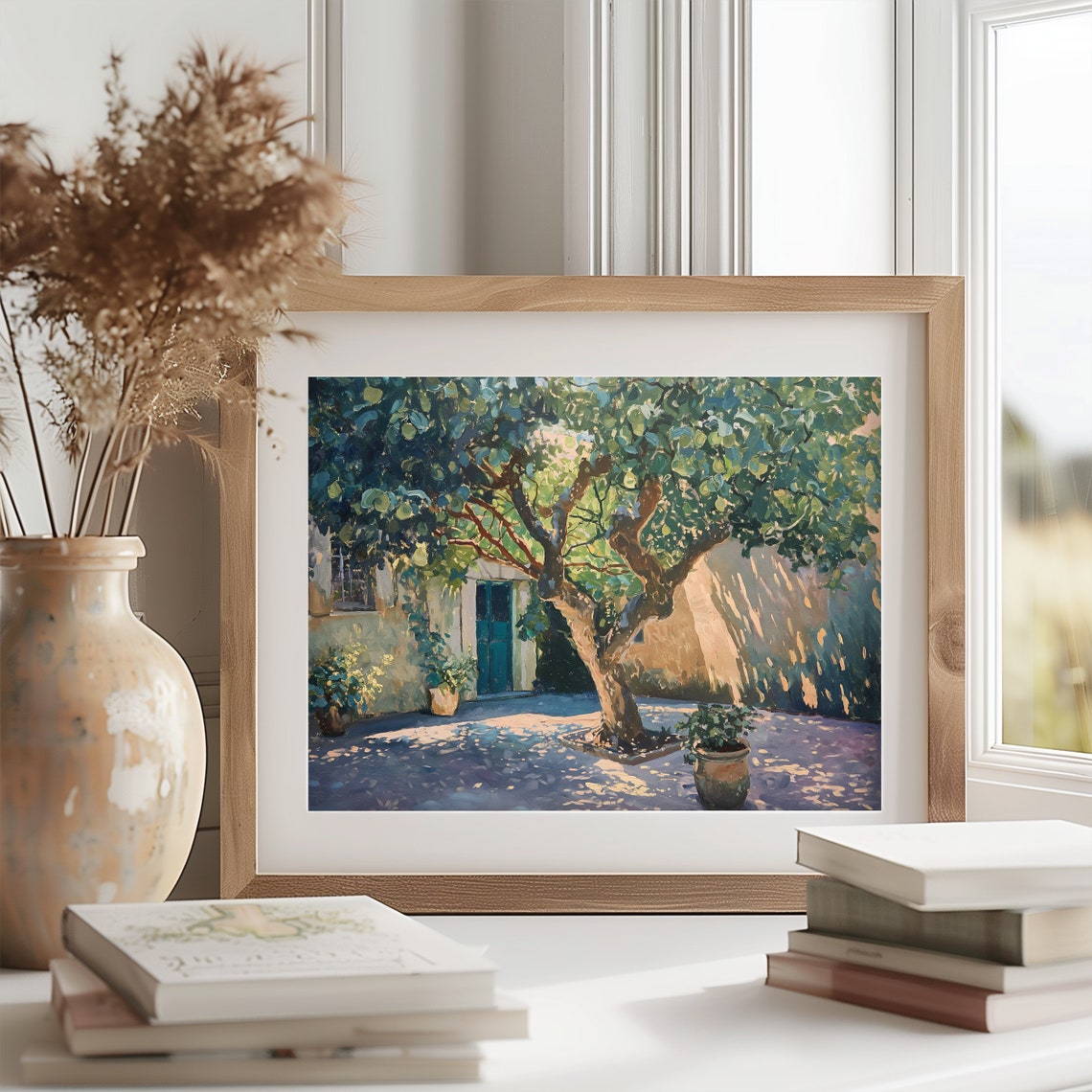 Broad Fig Tree In Sunlit Mediterranean Courtyard Shade Poster - Image 2