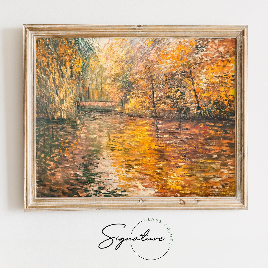 Golden Fall River Lined With Autumn Trees Reflective Art Poster
