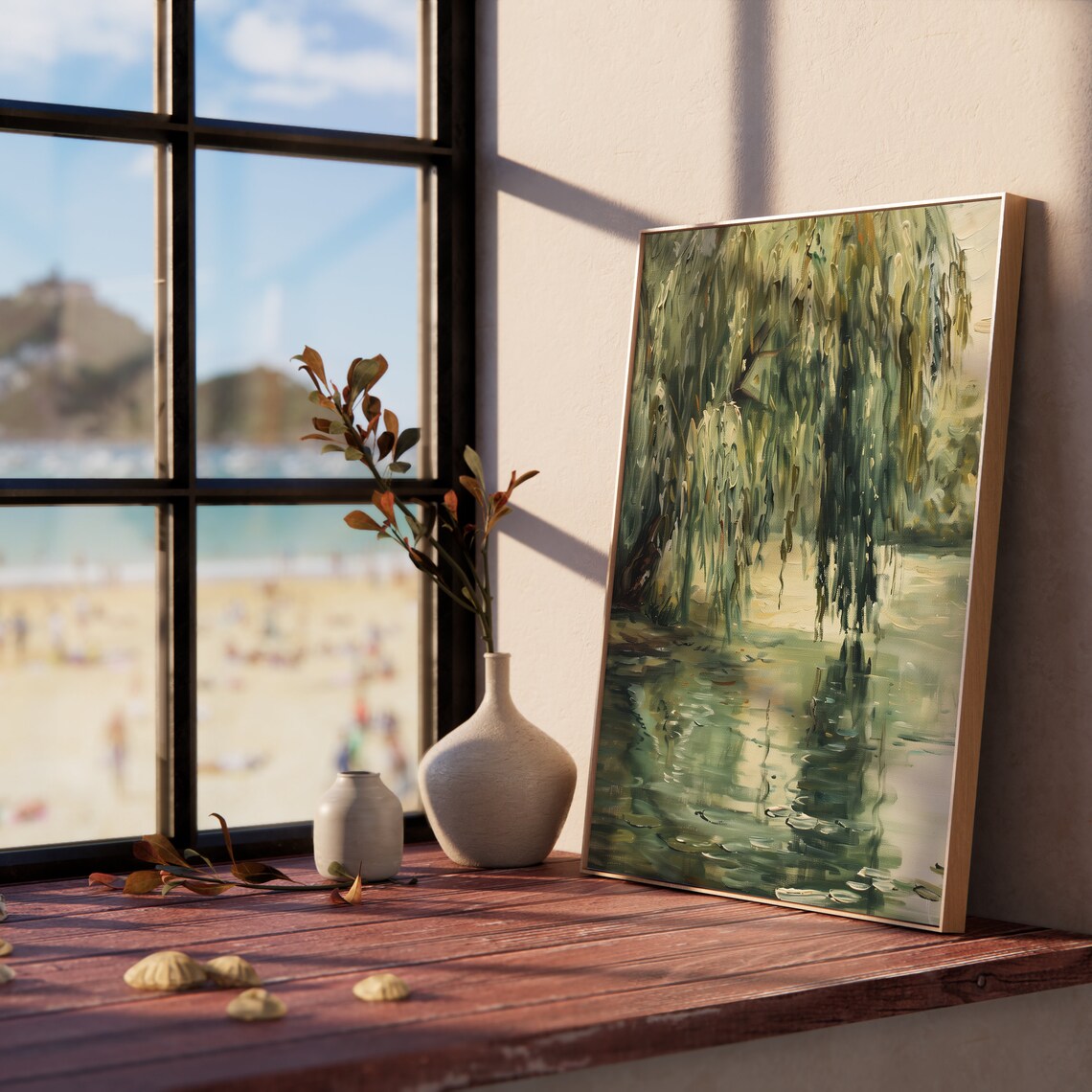 Tranquil Willow Pond Rustic Wall Art Print - Image 5