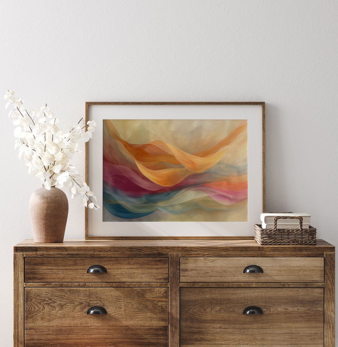Abstract Autumn Wind Warm Fall Tones Vibrant Ribbon Art Poster - Image 3