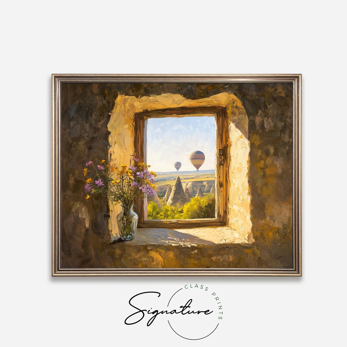 Cappadocia Cave Window With Hot Air Balloons, Travel Poster - Image 2