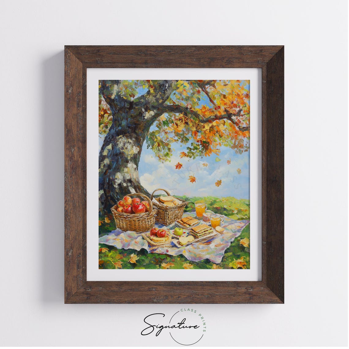 Autumn Picnic Under Maple Tree With Baskets And Apples Poster - Image 4