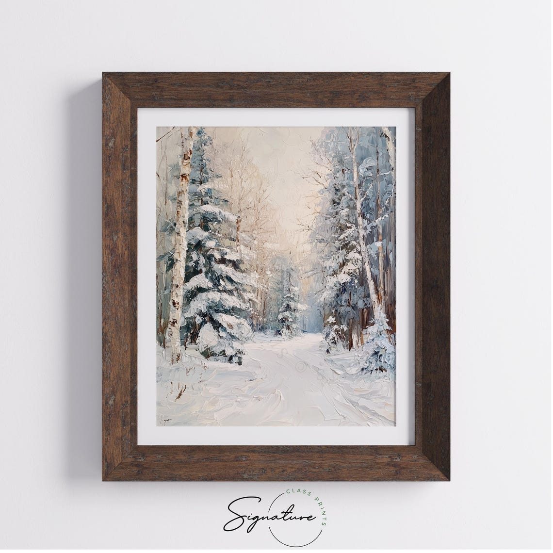 Cedar Forest With Overlapping Snowy Branches Winter Art Poster - Image 3