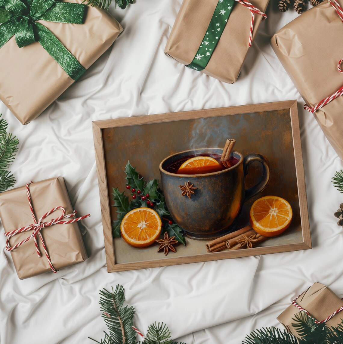 Steaming Mulled Wine Mug With Orange Slice And Cinnamon Christmas Poster - Image 2