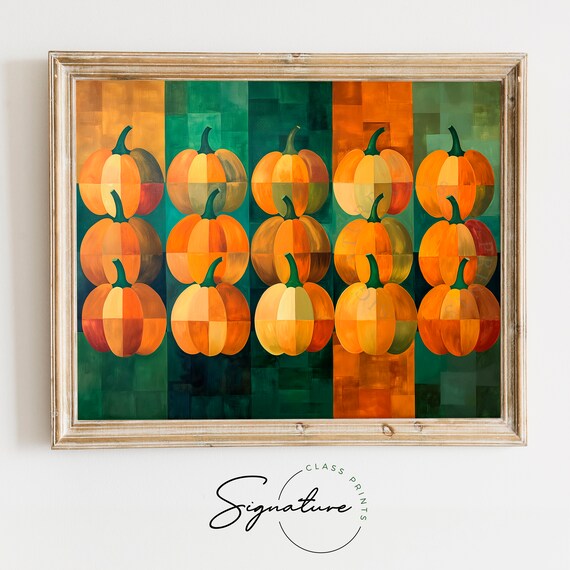 Abstract Pumpkin Patch Art Geometric Fall Decor Modern Wall Art Artistic Wall Artwork For Living Room Autumn Design 1005