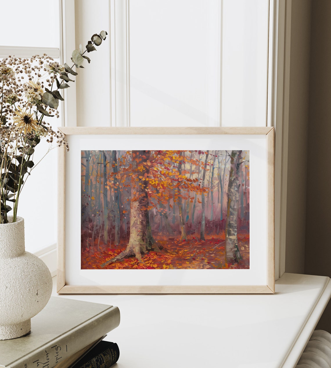 Autumn Beech Tree Misty Forest Rich Fall Colors Rustic Nature Poster - Image 6