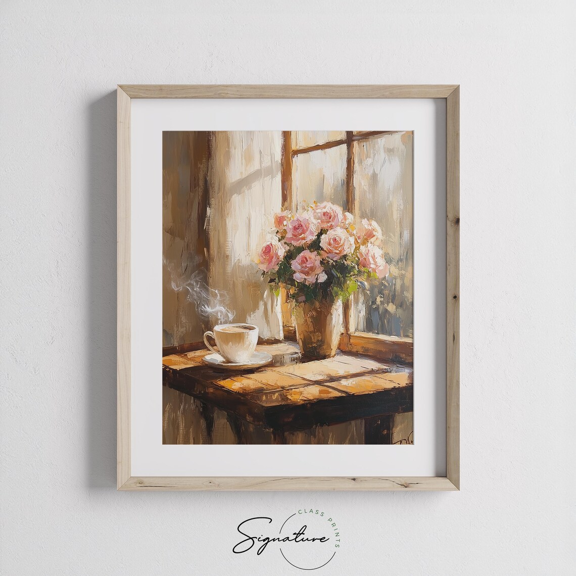 Coffee Shop Window With Roses, Vintage Cafe Art Print - Image 3