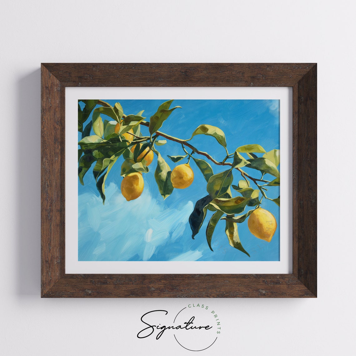 Lemon Tree Branch Ripe Lemons Against Bright Blue Sky Poster - Image 5