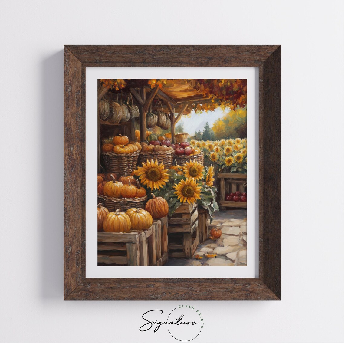 Fall Farmers Market With Pumpkins And Sunflowers Harvest Poster - Image 4
