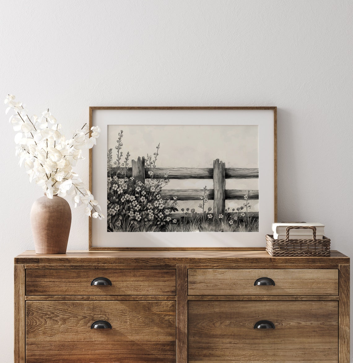 Forget Me Not Blooms By Rustic Fence Botanical Sketch Art Poster - Image 3
