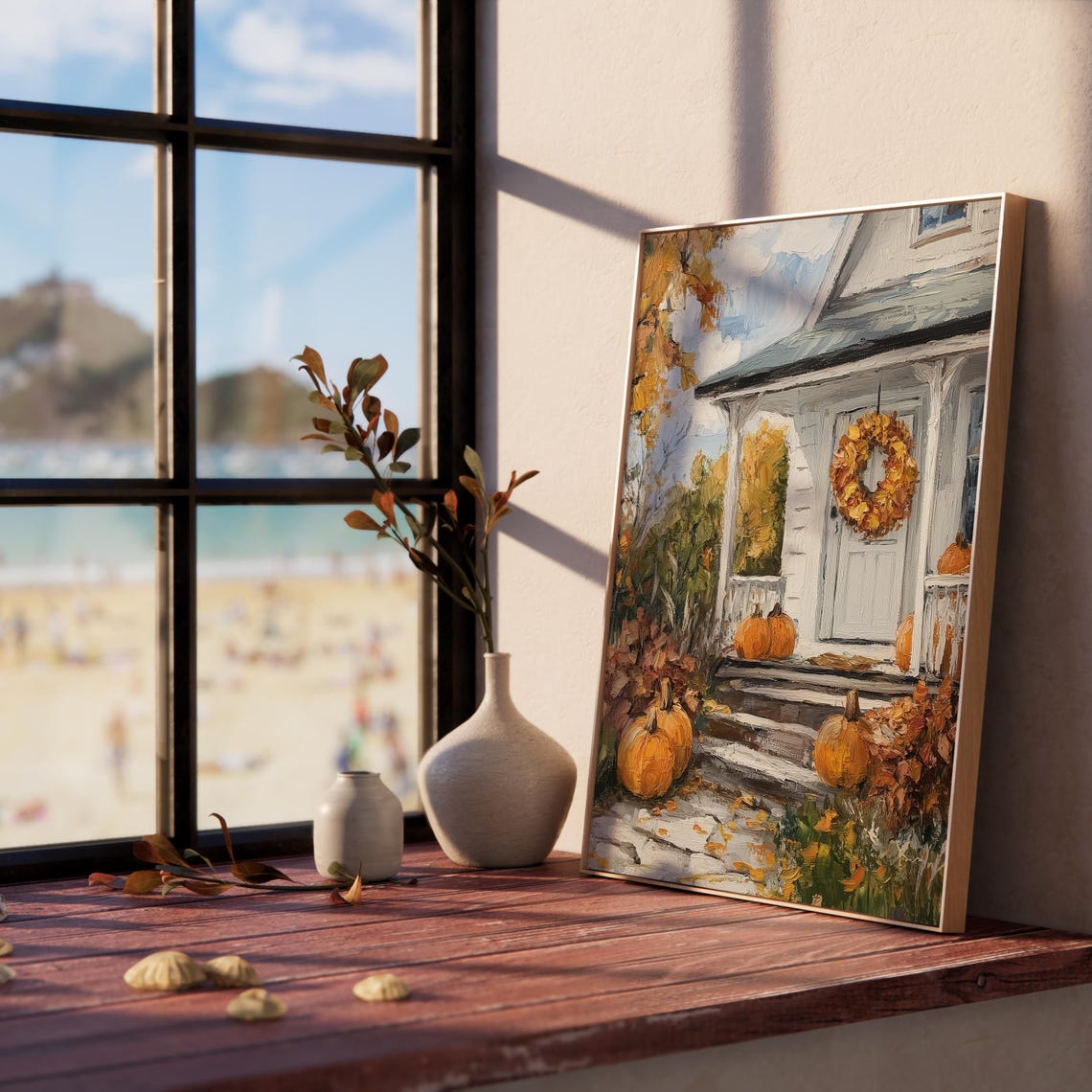 Rustic Cottage Porch With Pumpkins And Wreath Fall Harvest Poster - Image 5
