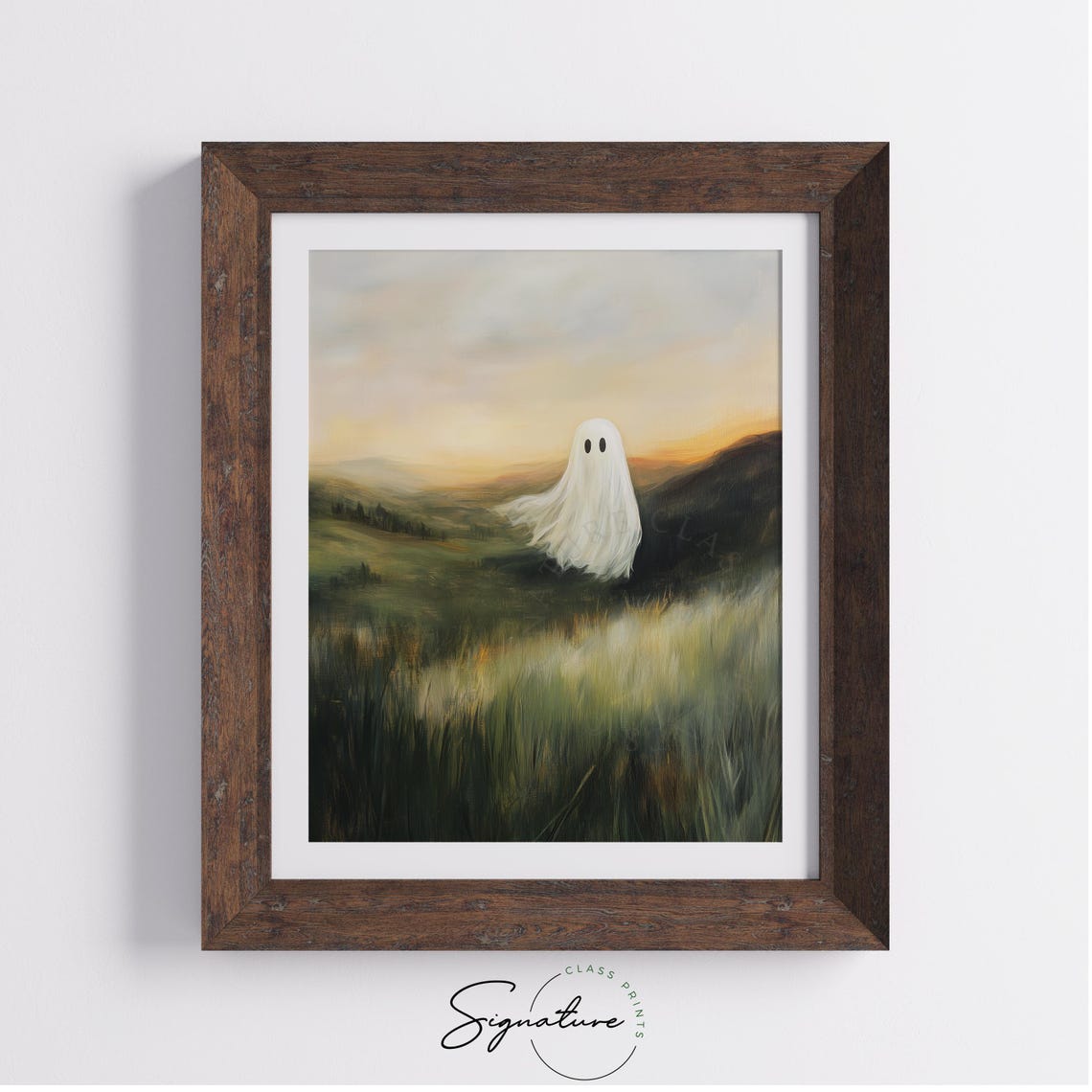Ghost on a Windswept Hillside at Dusk Over Rolling Green Fields Poster - Image 4