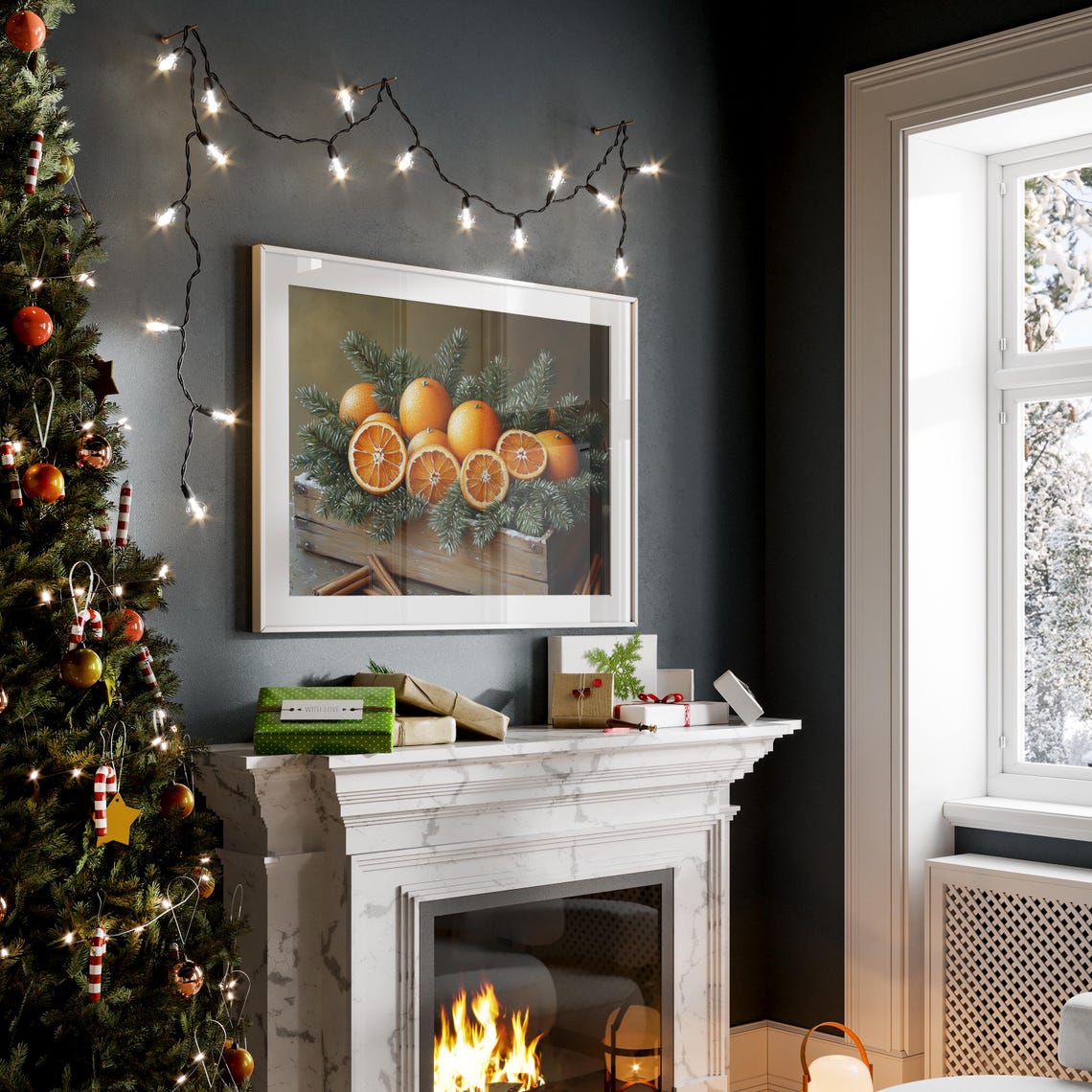 Oranges With Pine And Cinnamon Rustic Christmas Still Life Poster - Image 4