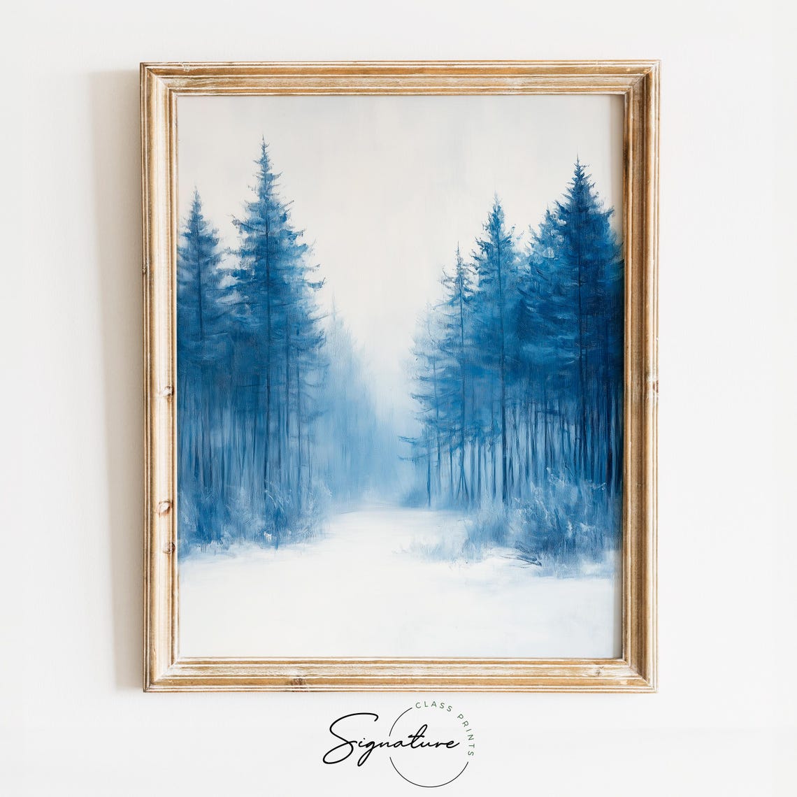 Snow Covered Pine Forest from Above Winter Aerial Landscape Poster