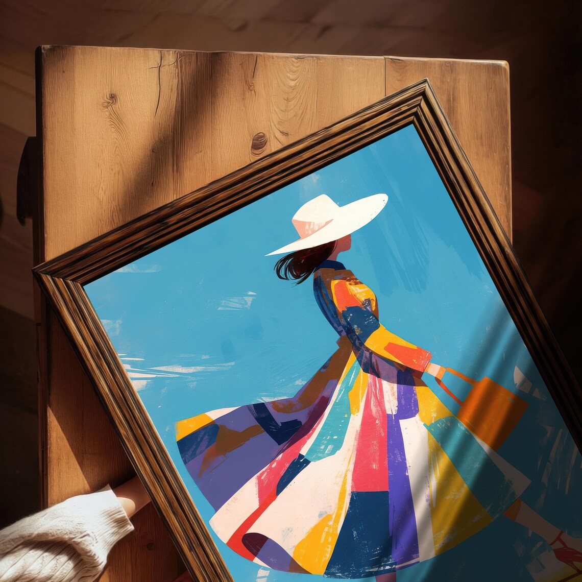 Abstract Figure Illustration Walking Lady, Modern Decor - Image 3
