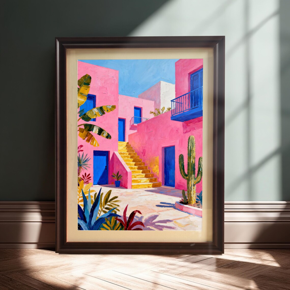 Mediterranean Courtyard Art Print, Wall Decor