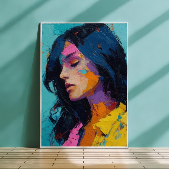 Colorful Expressive Woman Portrait Painterly Modern Art Print