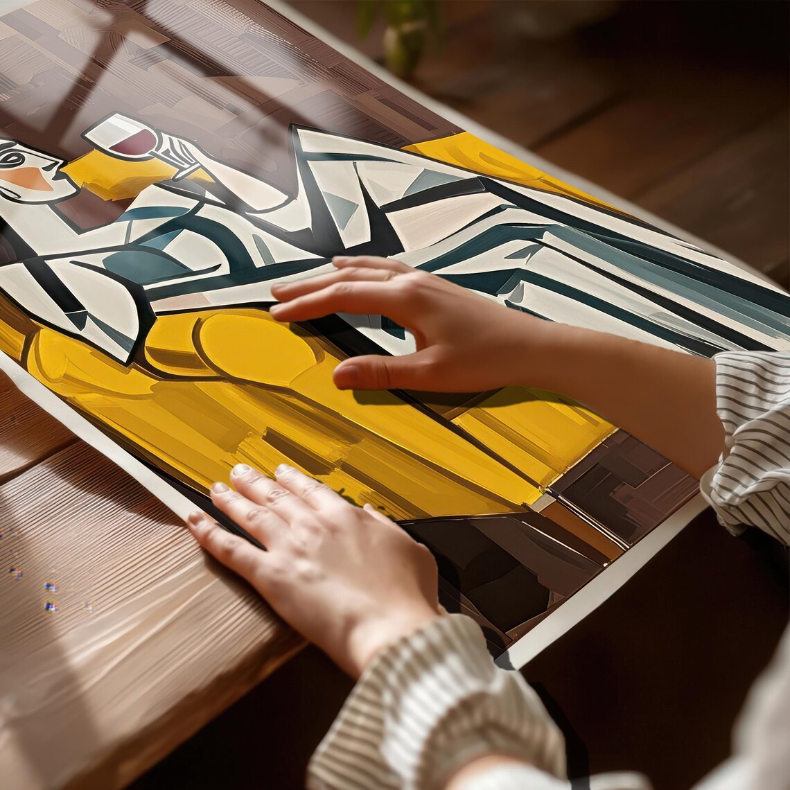 Woman on Yellow Chair, Modern Cubist Portrait - Image 6