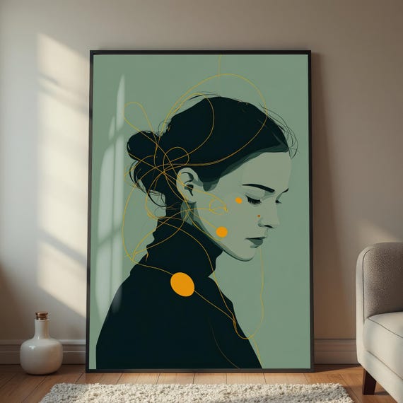 Abstract Figure Illustration Art Print Modern Portrait Wall Decor Contemporary Artistic