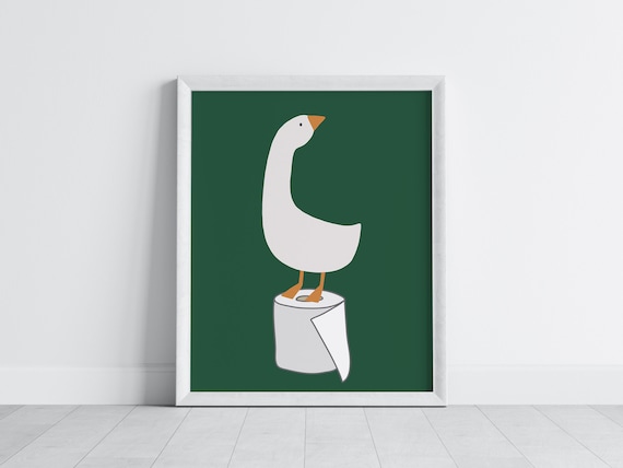 Silly Goose Bathroom Art Print, Funny Nursery Decor