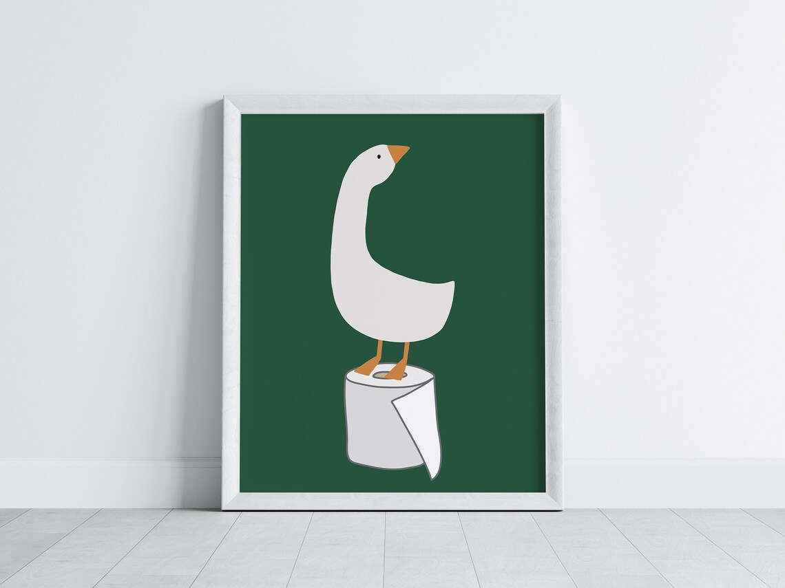 Silly Goose Bathroom Art Print, Funny Nursery Decor