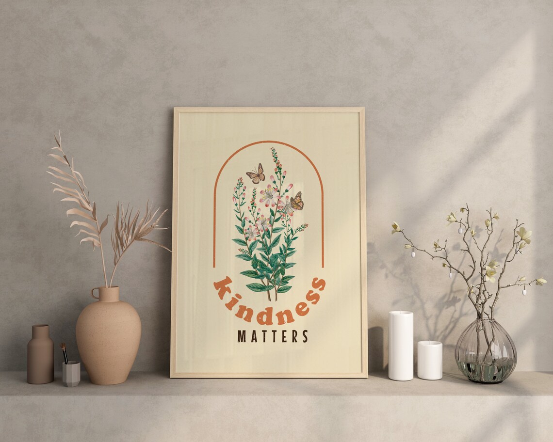 Kindness Matters Retro 70s Quote Art Print - Image 4