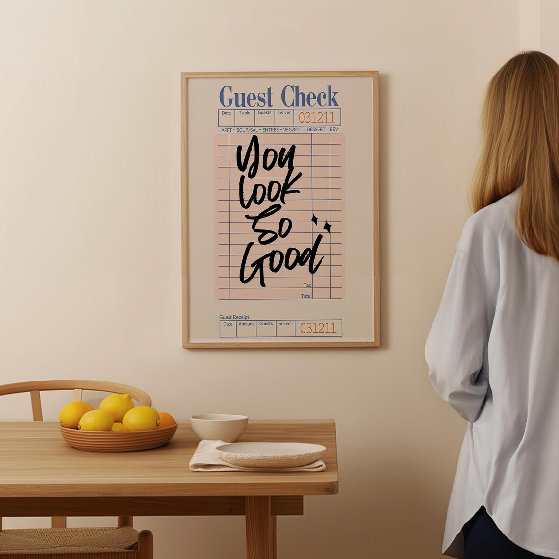 You Look So Good Guest Check Retro Art Print - Image 2
