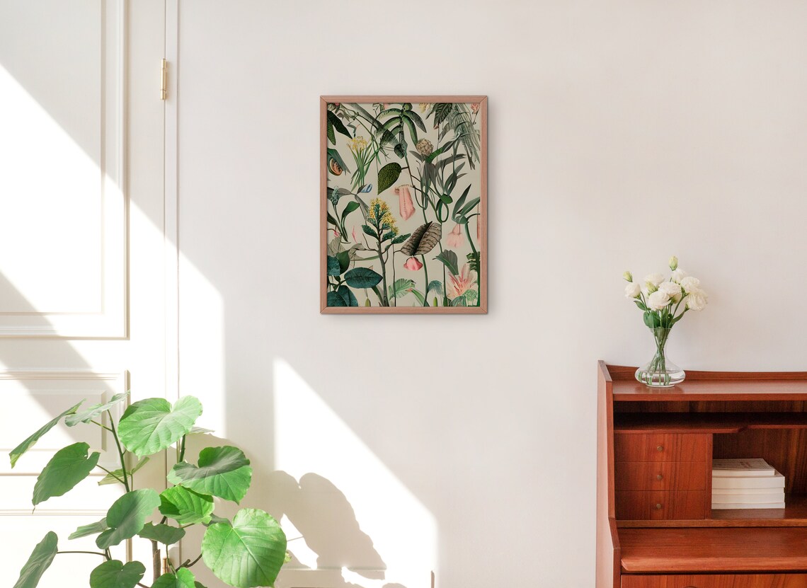 Vintage Tropical Botanical Plants Leaves Illustration Art Poster - Image 2
