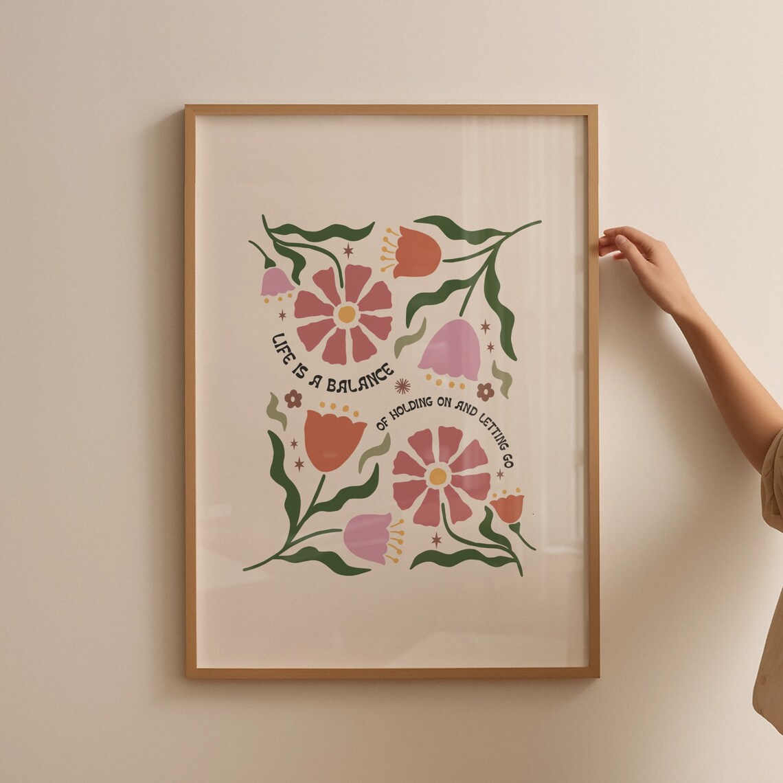 Life Is A Balance Of Holding On And Letting Go Boho Floral Poster - Image 4