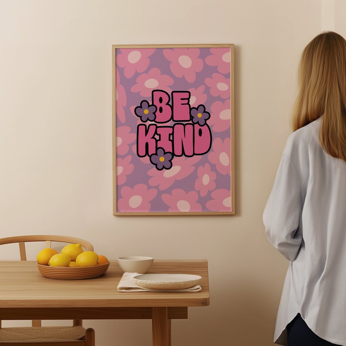 Cute Retro Wall Print Be Kind Print Quote Wall Print Print Retro Wall Art Wall Art Prints - Image 3