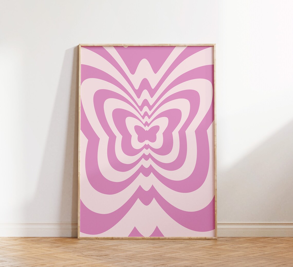 Cute Retro Wall Art Groovy Print Wall Art Prints For Wall Decor Pink Poster Aesthetic Trendy Print - Image 4