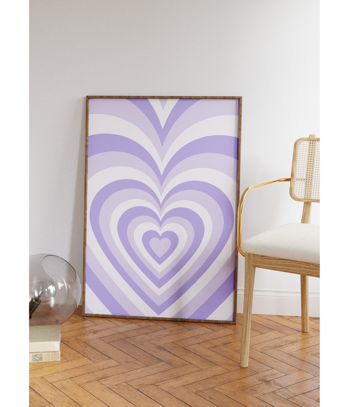 Purple Heart Swirl Retro 70s Groovy Psychedelic Love Art Poster - Image 3