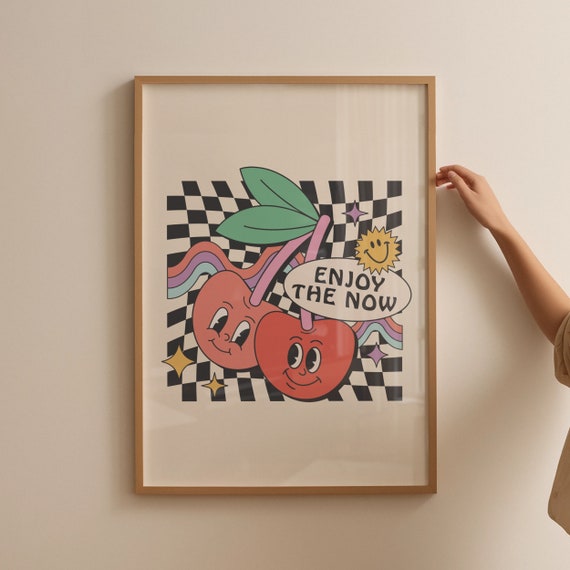 Cute Retro Wall Art Enjoy The Now Print Quote Wall Print Wall Decor Art Retro Poster Housewarming Gift