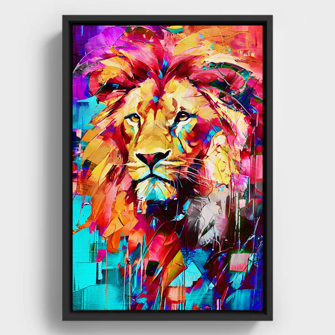 Geometric Lion Art Print Colorful Abstract Wildlife Decor Instant