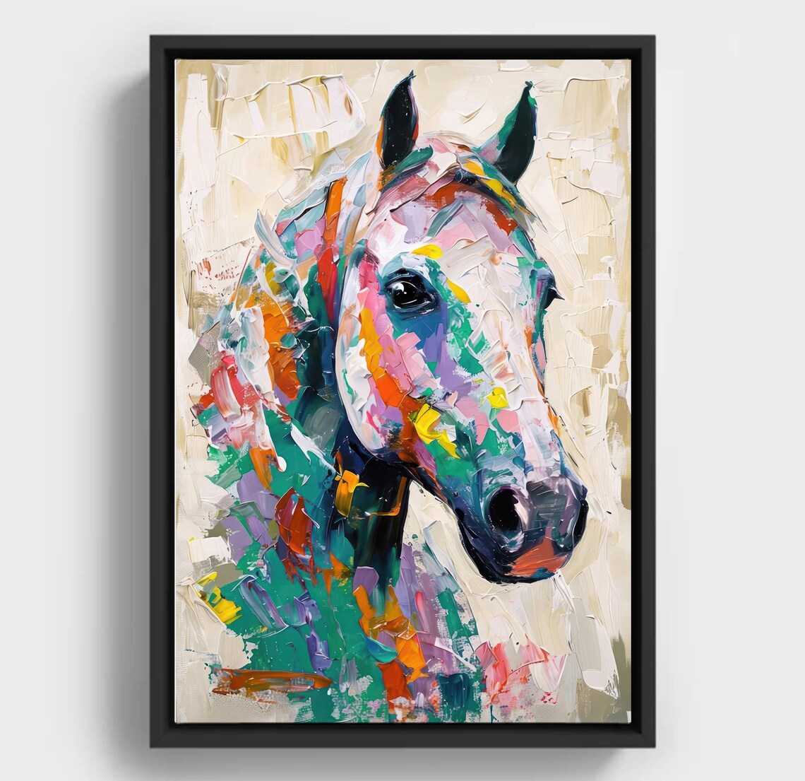 Abstract Horse Portrait Colorful Modern Oil Painting Equestrian Poster