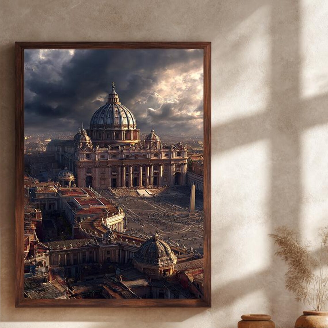 Vatican Travel Poster, St Peters Basilica At Sunset