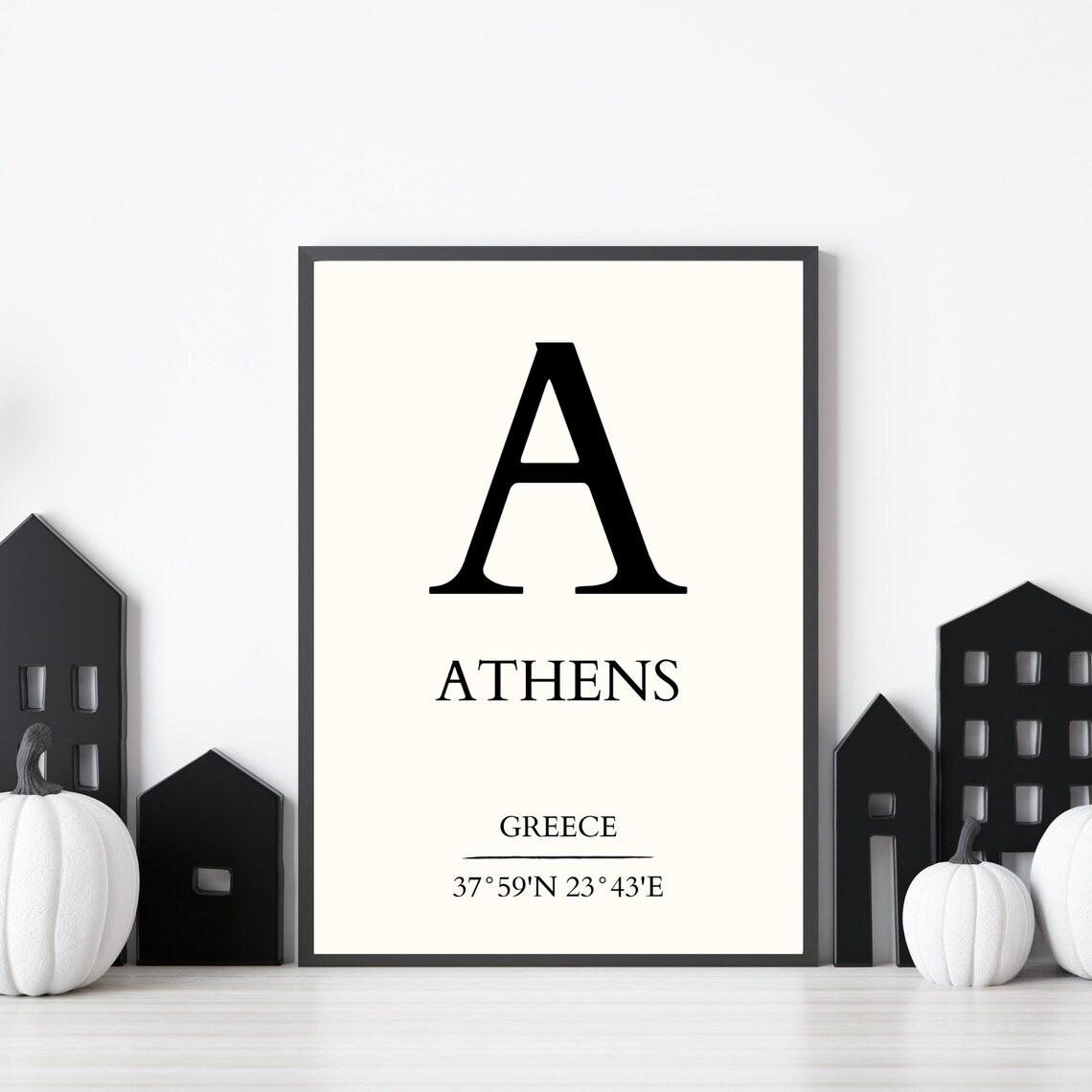 Athens Greece Coordinates Letter A Minimalist Travel Wall Poster - Image 2